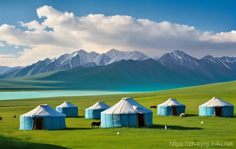 키르기스스탄에서 가볼 만한 산맥 - **Prompt 1: Serene Issyk-Kul Lake at Dawn**
    "A breathtaking panoramic shot of Issyk-Kul Lake at ...