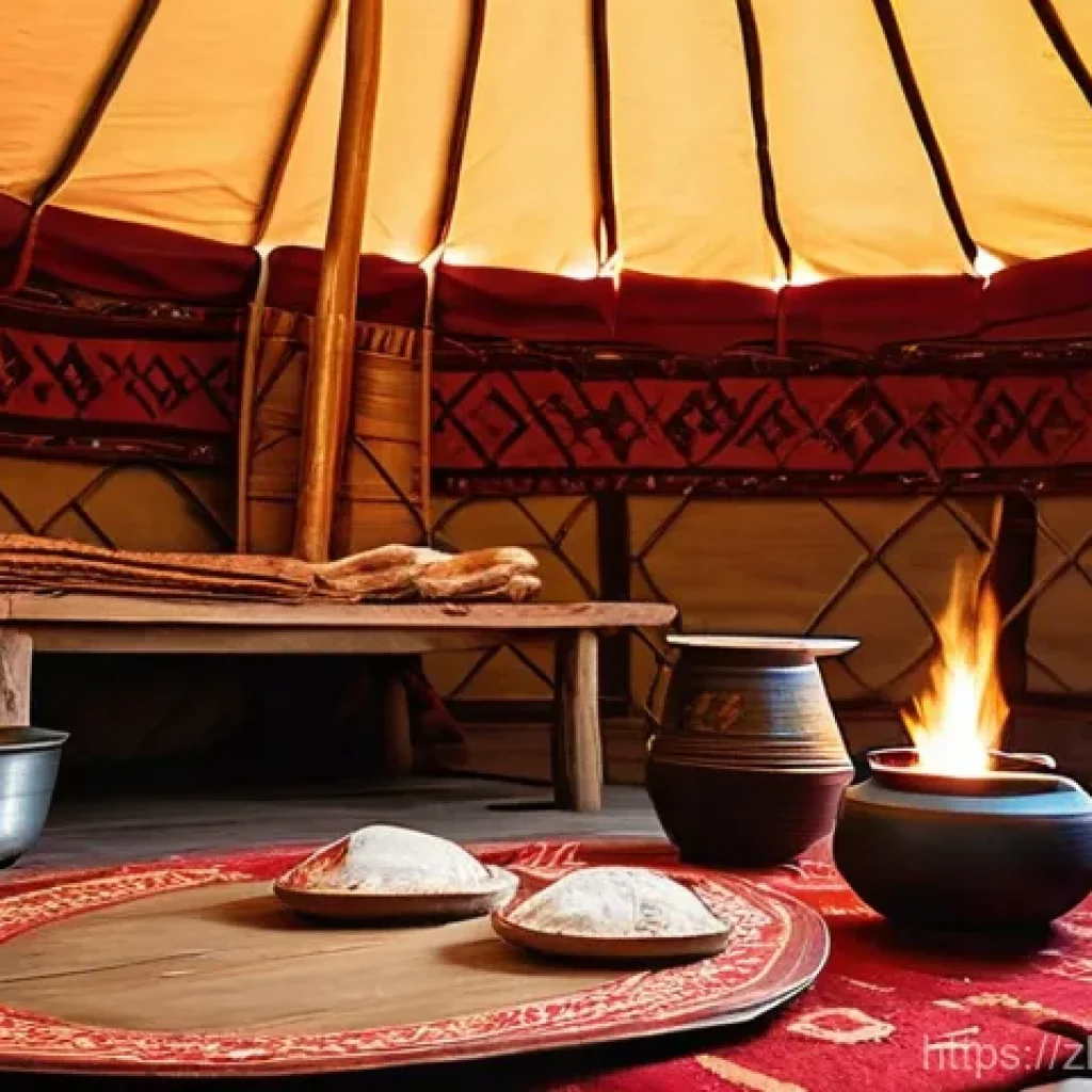 키르기스스탄 저렴한 숙소 - **Prompt for a Cozy Yurt Experience:**
"A warmly lit interior of a traditional Kyrgyz yurt in th...