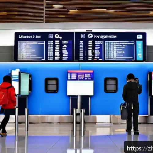마나스 국제공항 정보 - A bustling modern international airport terminal at Manas International Airport, featuring diverse t...